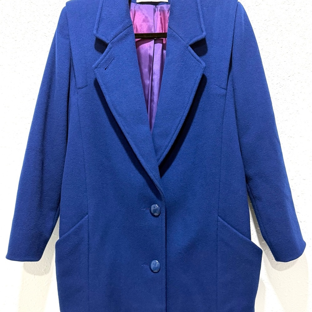 Vintage Braefair Women's Royal Blue single breast coat M - Picture 13 of 13